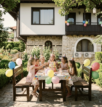 Games amid the greenery of the garden